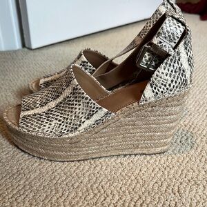 Marc Fisher Cream Espadrille Wedges with Ankle Strap